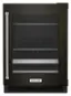 Front. KitchenAid - 14-Bottle Dual Zone Beverage Cooler with Glass Door and Metal-Front Racks - Black Stainless.