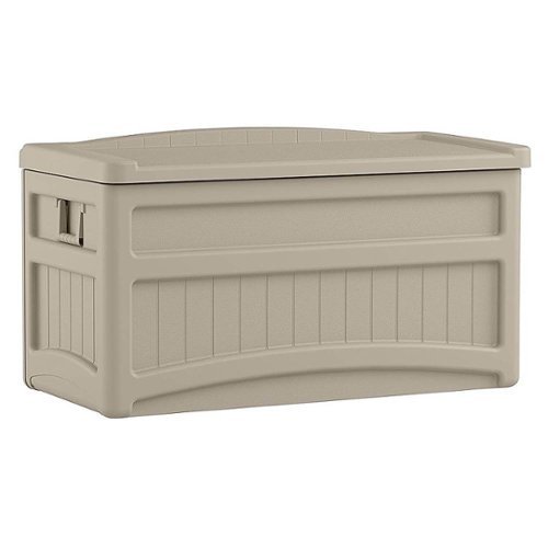 Suncast - Resin Outdoor Patio Storage Deck Box with Seat - Taupe-Front_Standard 