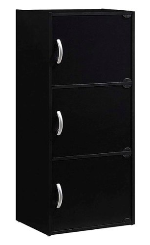 Hodedah - 3 Door Enclosed Multipurpose Storage Cabinet for Home or Office - Black