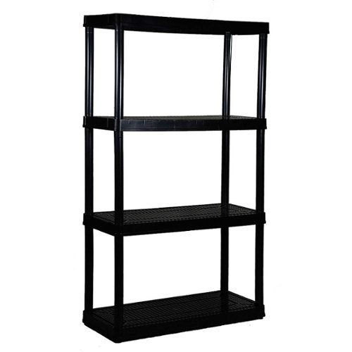 Gracious Living - 4 Shelf Tier Medium Resin Indoor and Garage Storage Shelf - Black