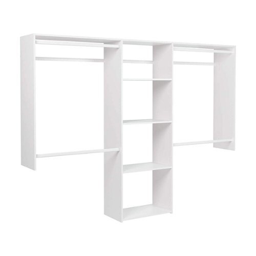 Easy Track - Deluxe Starter Closet Storage Organizer System with Shelves - White-Front_Standard 