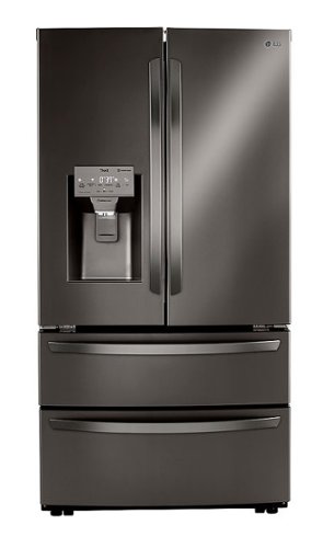 LG - 28 cu.ft. 4 Door French Door with Dual Ice with Craft Ice, Double Freezer and Smart Wi-Fi Enabled - Black stainless steel