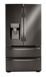 LG - 28 cu.ft. 4 Door French Door with Dual Ice with Craft Ice, Double Freezer and Smart Wi-Fi Enabled - Black stainless steel - Front_Standard