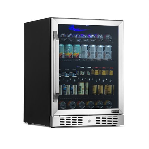 NewAir - 177-Can Beverage Fridge with Precision Digital Thermostat - Stainless steel