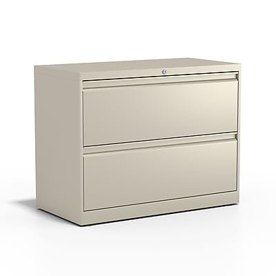 Staples - Commercial 2-Drawer Lateral File Cabinet, Letter/Legal Size, Lockable, 28.15"H x 36"W x 18.62"D - Putty-Front_Standard 