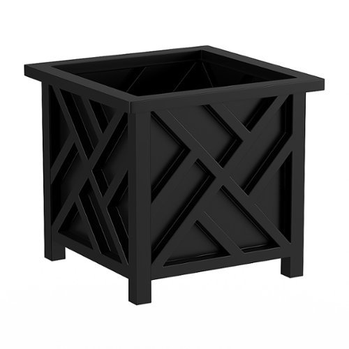Nature Spring - Square Planter Box- Lattice Container for Flowers & Plants Outdoor Pot - Black-Alt_View_Standard_17 