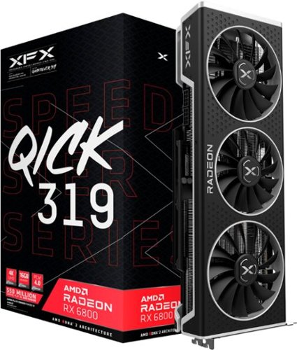 XFX - Speedster QICK 319 AMD Radeon RX 6800 16GB GDDR6 PCI Express 4.0 Gaming Graphics Card - Black-Front_Standard 