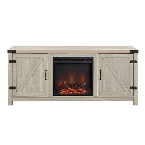 

Walker Edison - 58" Modern Farmhouse Barndoor Fireplace TV Stand for Most TVs up to 65" - Stone Wash