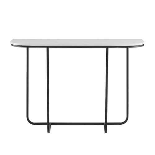Walker Edison - 44” Contemporary Curved Faux Marble Entry Table - Faux White Marble/Black