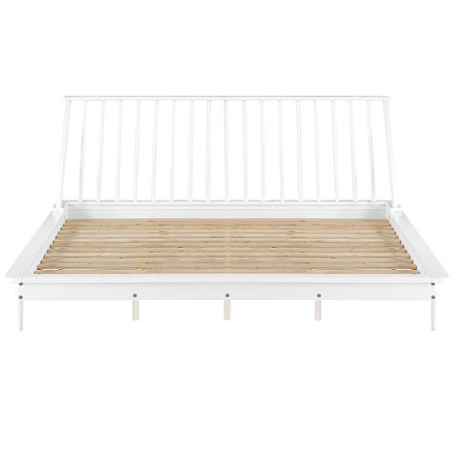Walker Edison - Boho Solid Wood Queen Spindle Bed Frame - White