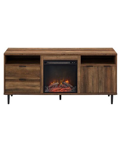 Walker Edison - Modern Two Drawer Fireplace TV Stand for Most TVs up to 65” - Rustic Oak