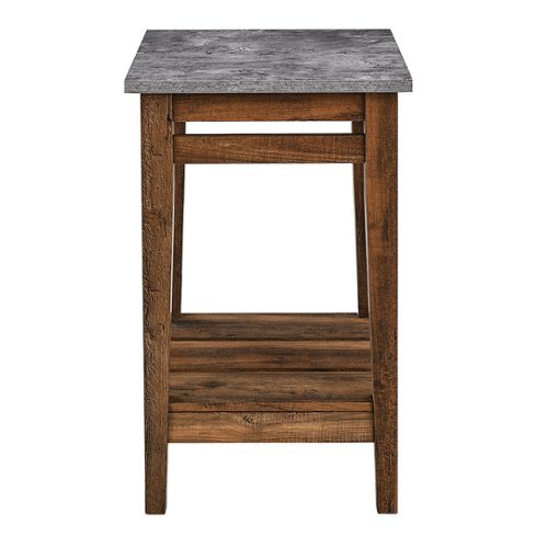 Walker Edison - 18" Rustic Trim Side Table - Dark Concrete/Reclaimed Barnwood