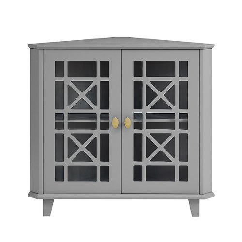 Walker Edison - 32” Classic Fretwork Corner Storage Cabinet - Grey