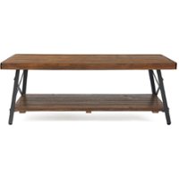 Click Decor - Ezra Solid Wood and Metal Coffee Table - Walnut Brown