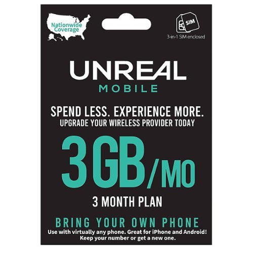 UNREAL Mobile - Unlimited Talk, Text, and 3GB/mo - 3 Month Plan