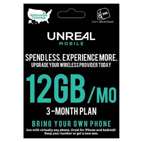 UNREAL Mobile - Unlimited Talk, Text, and 12GB/mo - 3 Month Plan