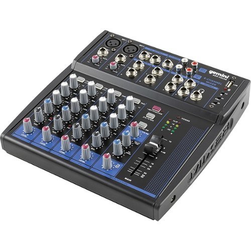 Gemini GEM-08USB: COMPACT 8 Channel Bluetooth Mixer - Black, Blue WORLDWIDE DELIVERY