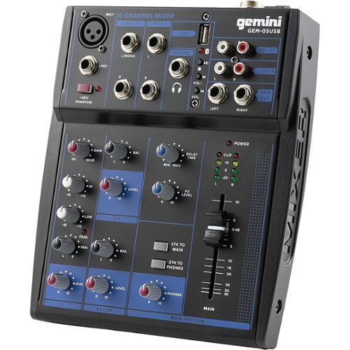Gemini - GEM-05USB: Compact 5 Channel Bluetooth Mixer - Black