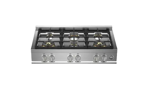 Front. Bertazzoni - Master Series 36" Gas Rangetop 6 Burners - Stainless Steel.