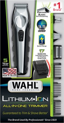 Wahl Lithium Ion Rechargeable Trimmer - Black/silver WORLDWIDE DELIVERY