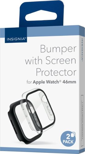 Insignia™ Bumper with Glass Screen Protector for Apple Watch 46mm - Black and Clear SHOP ONLINE