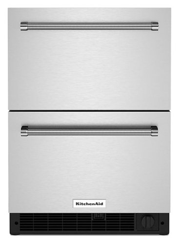 KitchenAid - 4.29 Cu. Ft. Built-In Mini Fridge with Double-Drawer Refrigerator/Freezer - Stainless Steel