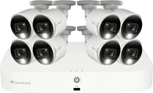 Lorex - 4K Wired DVR Security System with 8 Active Deterrence Cameras, Smart Motion Detection and Face Recognition - White