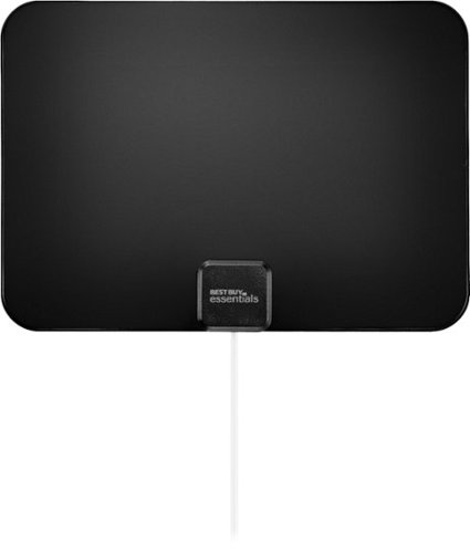 Best Buy essentials™ - Thin Indoor HDTV Antenna - 35 Mile Range - Black/White
