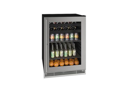 U-Line - 85-bottle or 105-can or 16-750ml Wine Bottle Capacity Beverage Center with Convection Cooling System - Silver