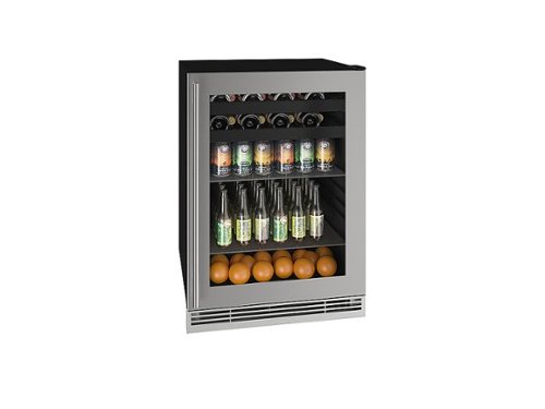 U-Line - 85-bottle or 105-can or 16-750ml Wine Bottle Capacity Beverage Center with Convection Cooling System - Stainless Steel
