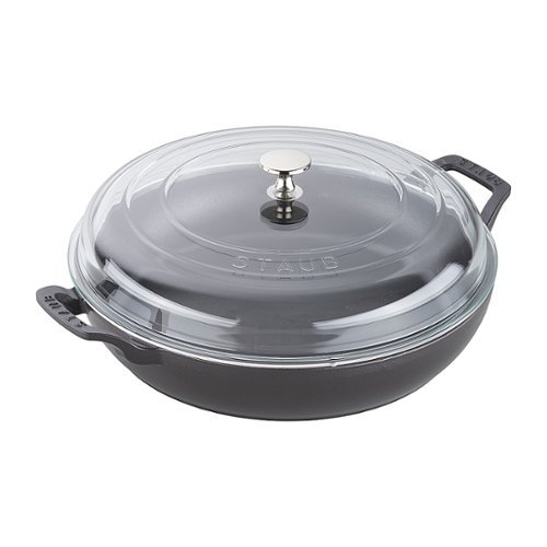 Staub - Cast Iron 3.5-qt Braiser with Glass Lid - Matte Black-Angle_Standard 