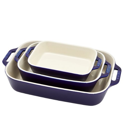 Staub - Ceramics 3-piece Rectangular Baking Dish Set - Dark Blue