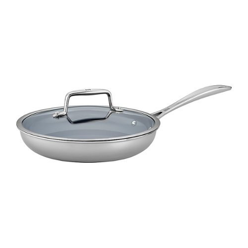 ZWILLING Clad CFX 9.5-inch Stainless Steel Ceramic Nonstick Fry Pan with Lid - Silver