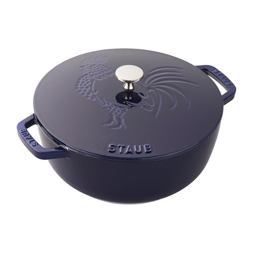 Staub - Cast Iron 3.75-qt Essential French Oven Rooster - Dark Blue-Angle_Standard 