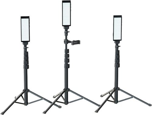 Digipower - PRO3 - Three Point Lighting Set – Three 180LED Lights & Three Pro Stands Kit For Content Creation & Vlogging - Black