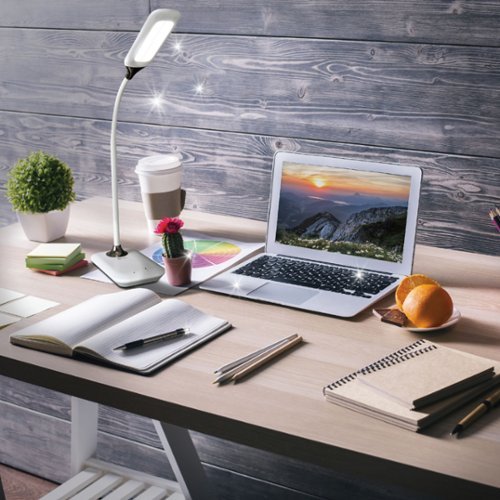 OttLite Enhance LED Sanitizing Desk Lamp w/ SpectraClean Disinfection, 3 Brightness Settings, Touch Activated Control & USB Port - White SHOP ONLINE