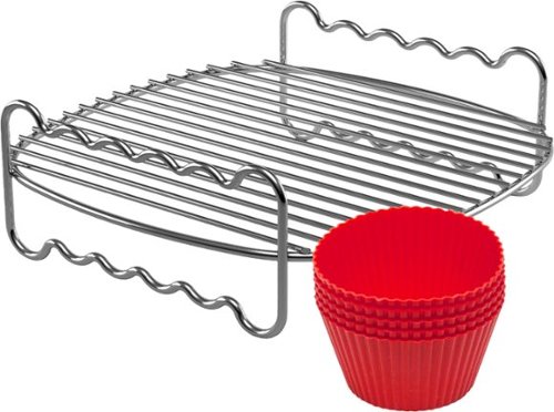 Party Master Accessory Kit with Double Layer Rack and Silicone Muffin Cups-for Philips Compact Airfryer models - Stainless Steel And Red
