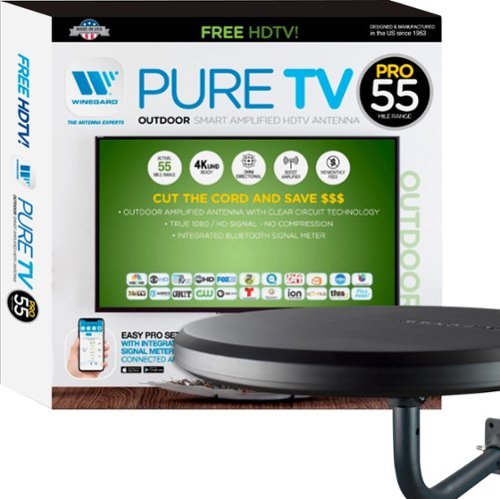 Winegard - PureTV Pro 55 - Smart Outdoor Amplifed Omnidirectional HDTV Antenna + Integrated Channel Finder - Black