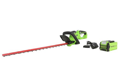 Greenworks - 24 in. 40-Volt Hedge Trimmer (2.0Ah Battery and Charger Included) - Black/Green