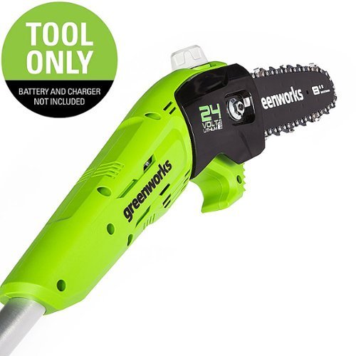Greenworks - 24-Volt 8-Inch Cordless Pole Saw (Battery Not Included) - Black/Green