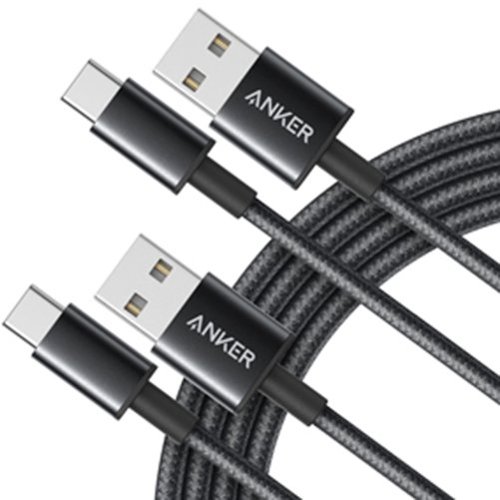 Anker - Nylon USB-C to USB-A Cable 6-ft 2-pack - Black