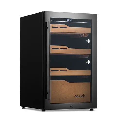 Front. NewAir - 840 Count Cigar Humidor Wineador with Built-in Humidification System and Opti-Temp Heating & Cooling Function - Black.