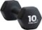 Tru Grit - Hex Neoprene Dipped Dumbbell 10lb Single - Black-Front_Standard
