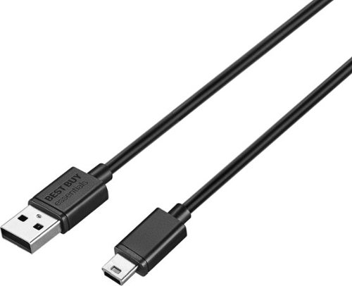 Best Buy essentials™ - 3' USB-to-Mini-B Charge-and-Sync Cable - Black