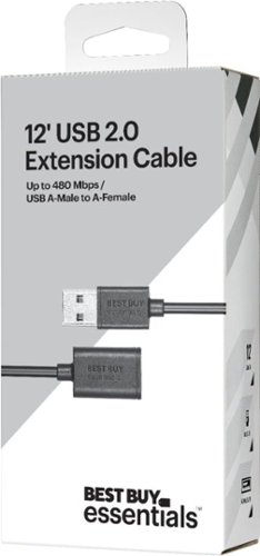 Best Buy essentials™ 12' USB 2.0 A-Male to A-Female Extension Cable - Black WORLDWIDE DELIVERY