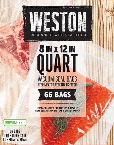 Weston - Vacuum Sealer Bags 8" x 12" (Quart), 66 Count - N/A
