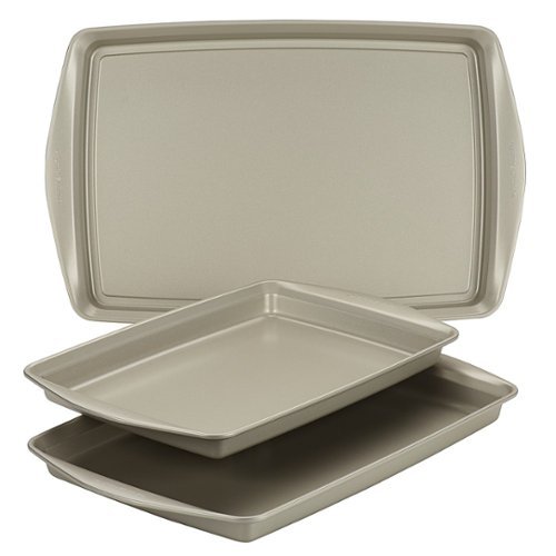 Image of Rachael Ray - 3-Piece Nonstick Bakeware Cookie Pan Set - Silver