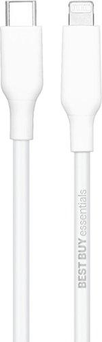 Best Buy essentials™ 5' USB-C to Lightning Charge-and-Sync Cable - White WORLDWIDE DELIVERY