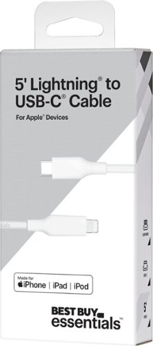 Best Buy essentials™ 5' USB-C to Lightning Charge-and-Sync Cable - White WHERE TO BUY
