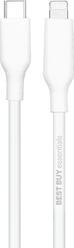Best Buy essentials™ 9’ USB-C to Lightning Charge-and-Sync Cable - White WORLDWIDE DELIVERY